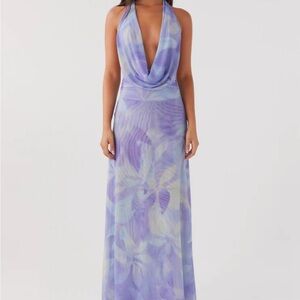 Peppermayo Purple Sleeveless Halter Gown
